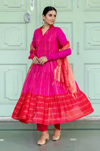 Bougainvillea Pink Anarkali Set