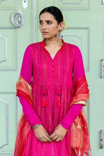 Bougainvillea Pink Anarkali Set