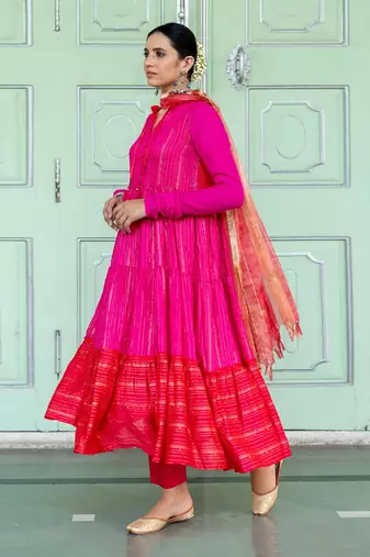 Bougainvillea Pink Anarkali Set