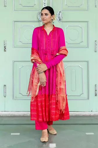Bougainvillea Pink Anarkali Set