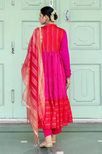Bougainvillea Pink Anarkali Set