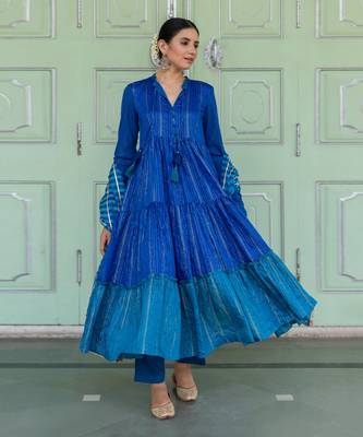 Bunphool Blue Anarkali Set 1