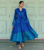 Bunphool Blue Anarkali Set
