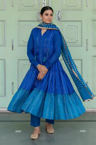 Bunphool Blue Anarkali Set