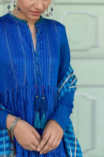 Bunphool Blue Anarkali Set