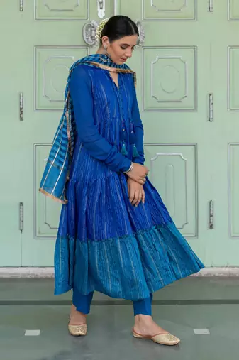 Bunphool Blue Anarkali Set