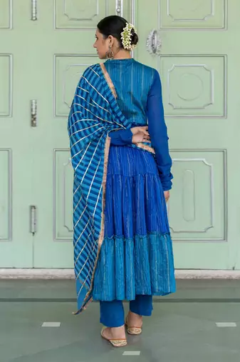 Bunphool Blue Anarkali Set