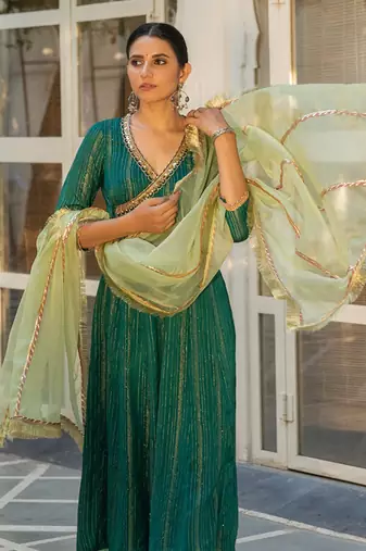 Ashlesha Green Anarkali Set