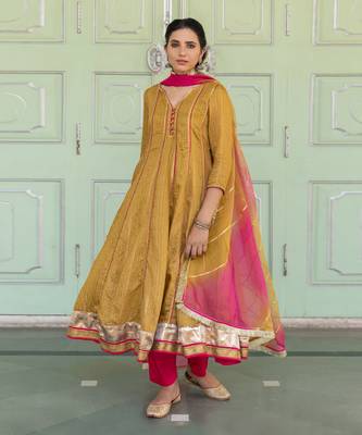 Gulbahar Olive Anarkali Set 3