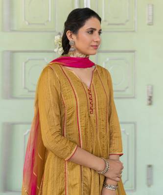 Gulbahar Olive Anarkali Set 4