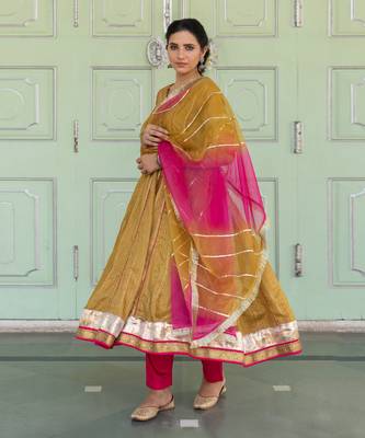 Gulbahar Olive Anarkali Set 5