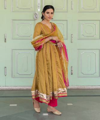 Gulbahar Olive Anarkali Set 6