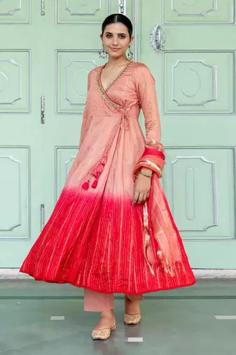 Champa Peach Anarkali Set