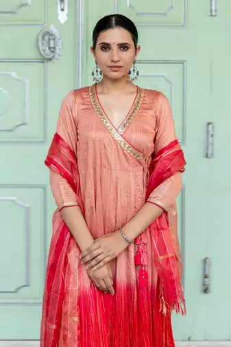 Champa Peach Anarkali Set