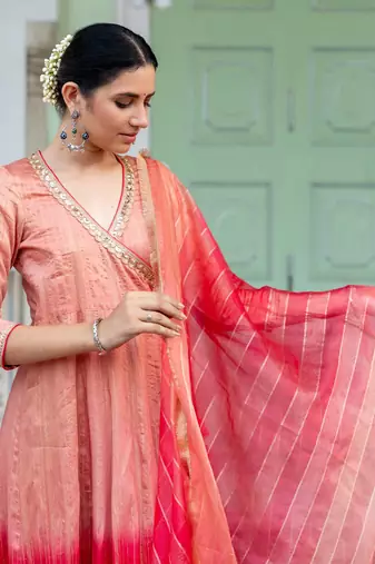 Champa Peach Anarkali Set