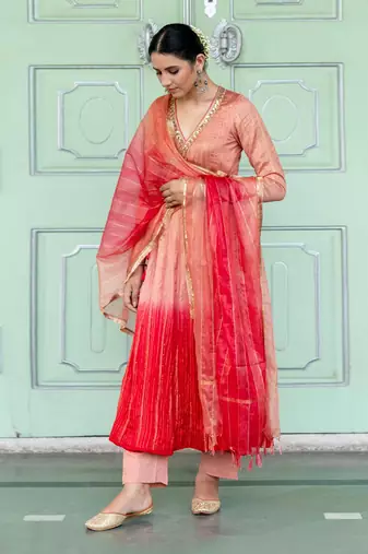Champa Peach Anarkali Set