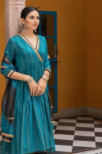 Megha Teal Anarkali Set