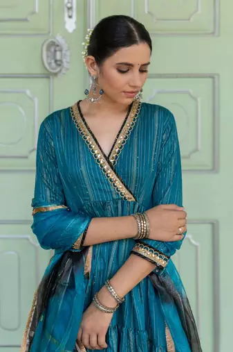 Megha Teal Anarkali Set
