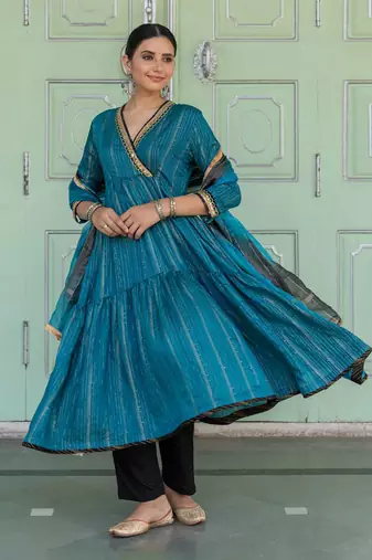 Megha Teal Anarkali Set