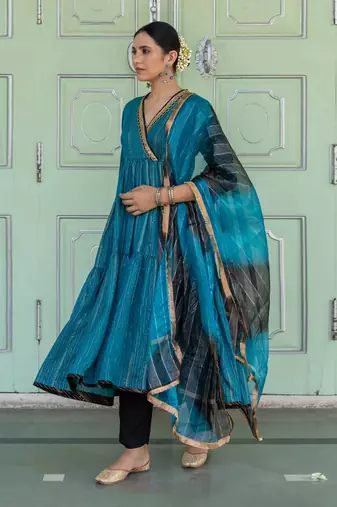 Megha Teal Anarkali Set