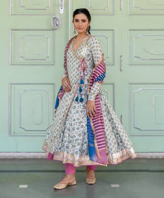 Sadabahar Blue Anarkali Set 4