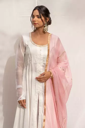 Chandani White Anarkali Set