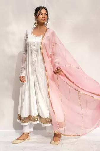 Chandani White Anarkali Set