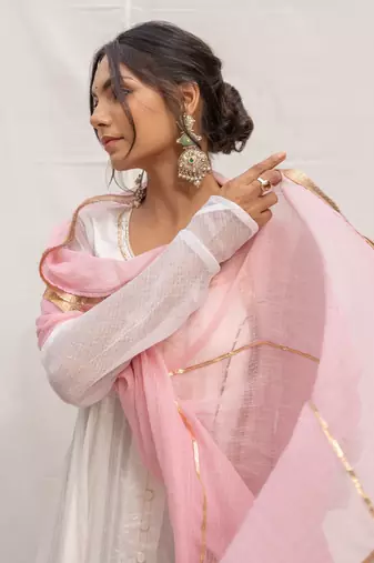 Chandani White Anarkali Set