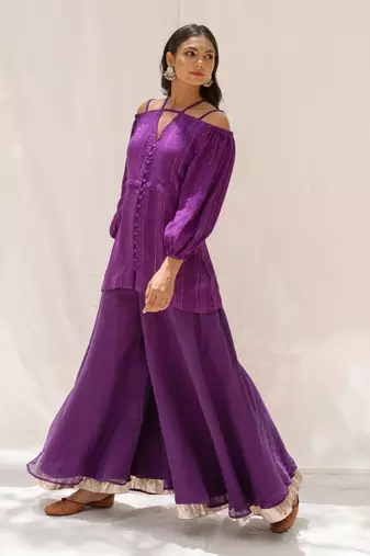 Zinnia Purple Top And Pant Set