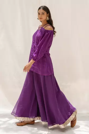 Zinnia Purple Top And Pant Set