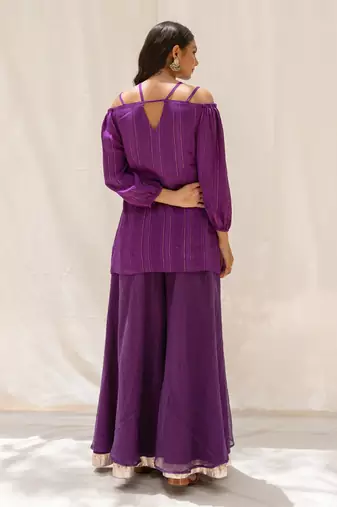 Zinnia Purple Top And Pant Set