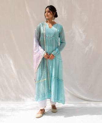Bheeni Turquoise Anarkali Set 1