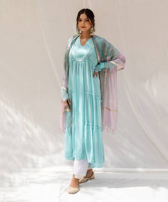 Bheeni Turquoise Anarkali Set 2