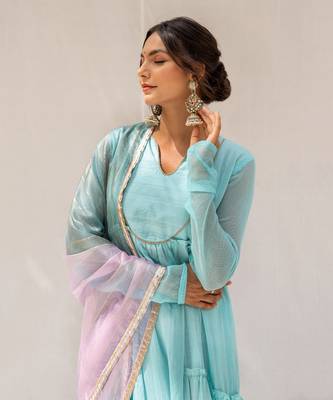 Bheeni Turquoise Anarkali Set 3