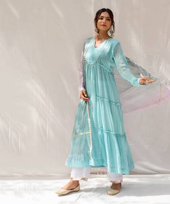 Bheeni Turquoise Anarkali Set 4