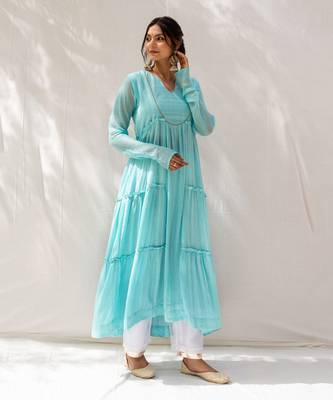 Bheeni Turquoise Anarkali Set 6