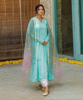 Bheeni Turquoise Anarkali Set 7