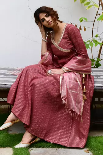 Maati Brown Angrakha Set