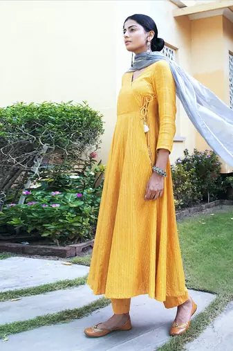 Sitara Mustard Anarkali Set