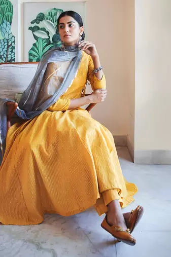 Sitara Mustard Anarkali Set
