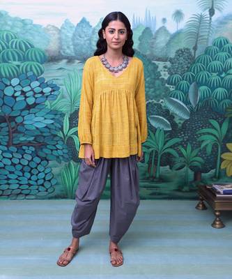 Raina Mustard Top and Pant Set 1
