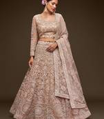 Glamorous Beige Embroidered Net Wedding Wear Lehenga Choli