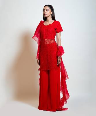 Cherry Red Sharara Set 2