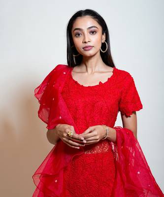 Cherry Red Sharara Set 3