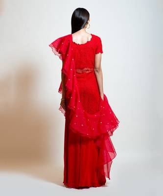 Cherry Red Sharara Set 4