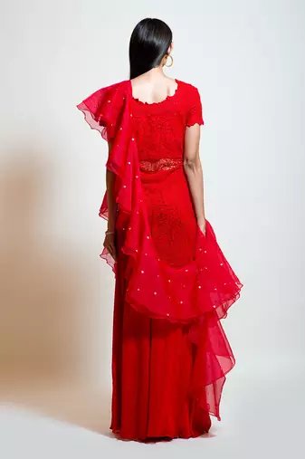 Cherry Red Sharara Set