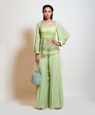 Lime Green Peplum Set 1