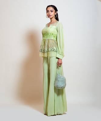 Lime Green Peplum Set 2