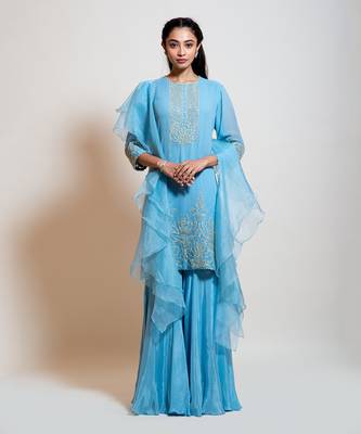 Light Blue Sharara Set. 1