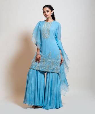 Light Blue Sharara Set. 2